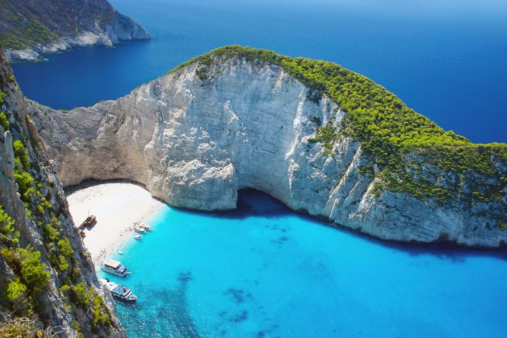 Navagio Bay beach from the sea