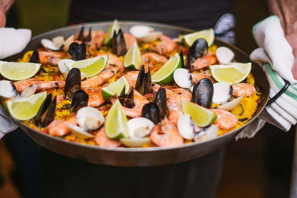 Fresh seafood paella