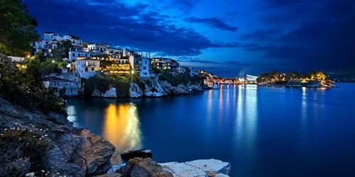 Skiathos bay at night