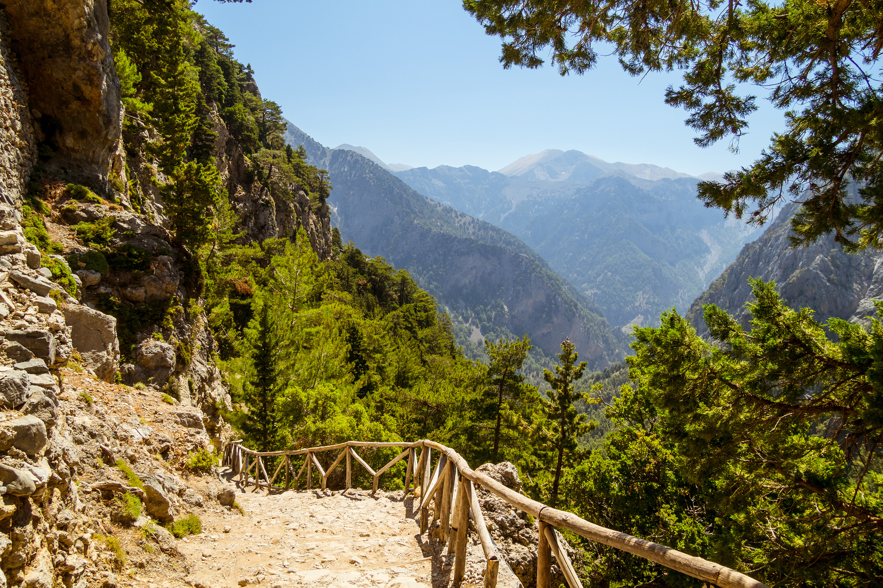 Samaria Gorge hiking path on island of Crete